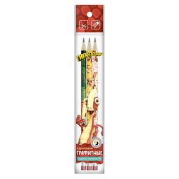 ВКФ Гигантозавр GGZ-3P-03 Набор графитных карандашей круглые с ластиком ОПП Рокки заточенный ТМ (HB) 10 х 3 шт. Hot Print