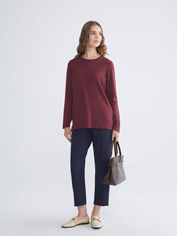 Bisiklet Yaka Kendinden Desenli Kad?n Triko Kazak