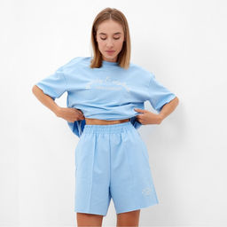 Костюм женский: футболка, шорты, MINAKU: SPORTY & STYLISH, размер 42, голубой