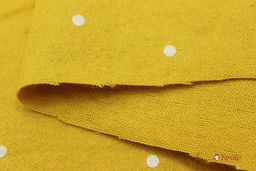 Теплый хлопок Россыпь гороха на горчичном, ш.1.5м, хлопок-100%, 160гр/м.кв - Купава фото 3