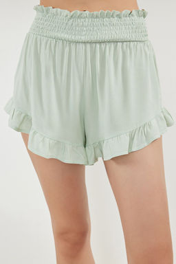 Trendyolmilla Ac?k Pembe Cilek Nak?sl? F?rf?rl? Ip Ask?l? Viskon Sortlu Dokuma Pijama Tak?m? THMSS24PT00195  фото 4