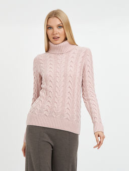 водолазка женская розовая с косами