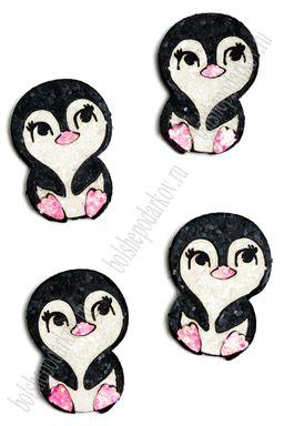 Лазерная вырубка из кожзама "Пингвиненок" 4*2,7 см (10 шт) несклеенная