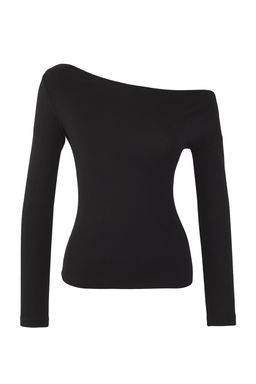 Siyah Duz Premium Yumusak Kumasl? Fitted/Vucuda Oturan Kay?k Yaka Orme Bluz TWOAW24BZ00227