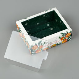 Цена за 5 шт. Коробка складная с пластиковой крышкой «Счастливого Нового года», 11.5×9×4 см