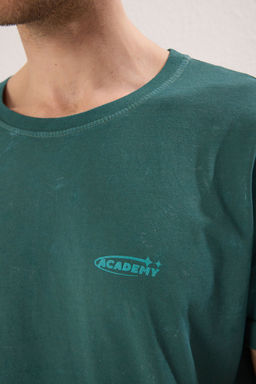 Trendyolmilla Man Yesil Oversize/Genis Kesim Eskitme/Soluk Efekt Galaksi Bask?l? T-Shirt TMNSS25TS00076  фото 4