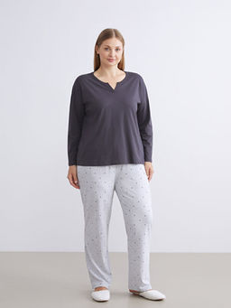 B?y?k Beden Beli Lastikli Puantiyeli Kad?n Pijama Alt?