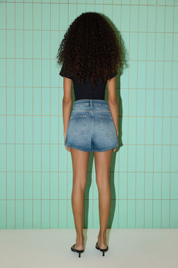 TRENDYOLMILLA Mavi Yuksek Bel Mini Denim Sort TWOSS25SR00178  фото 8