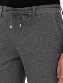 Gri Slim Fit Beli Lastikli Kordonlu Kanvas Pantolon - Pierre cardin фото 5