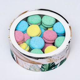 Коробка для макарун тубус с окном « Элегантность » 21×21×7 см