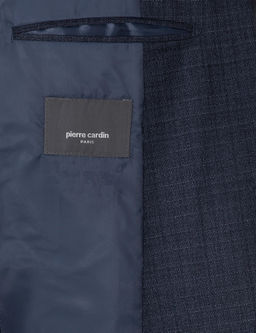 Lacivert Ex. Slim Fit Y_n Kar___ml_ Ekose Tak_m Elbise