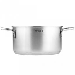 Кастрюля из нержавеющей стали "Сascade" 3л, д20см, h10,5-15см, s0,6мм, дно д18,5см, s2,9мм, стеклянная крышка со стальным ободом и сливом, пароотовод, капсулированное дно, полировка внешняя - матовая, внутренняя - матовая, ручки из нержавеющей стали