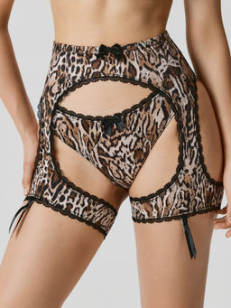 Infinity / Трусы в наборе с поясом для чулок Basio темно-коричневый принт - Infinity Lingerie фото 3