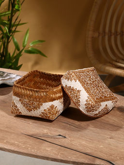 Корзинка плетёная «Манадо», 16×16×12 см, бамбук, светлая