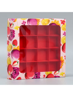 Цена за 5 шт. Коробка под 16 конфет With love, 18.9 х 18.9 х 3.8 см - Дарите счастье фото 3