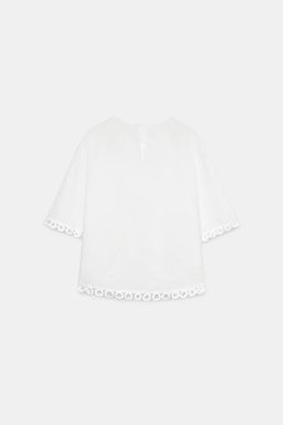 CAMISA BORDADA CON LINO ZW COLLECTION / Blanco