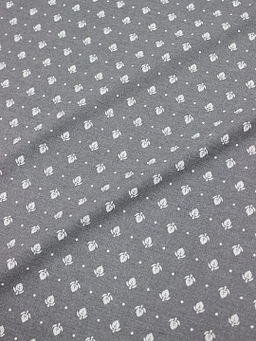 Теплый хлопок Набойка - листочки цв.серый меланж, ш.1.5м, хлопок-60%, п/э-40%, 150гр/м.кв