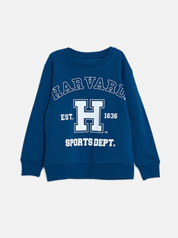 Bisiklet Yaka Harvard University Bask?l? Uzun Kollu Erkek ?ocuk Sweatshirt