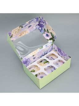 Цена за 5 шт. Коробка для капкейков, кондитерская упаковка двухсторонняя, 6 ячеек «Счастье есть», 25 х 17 х 10 см