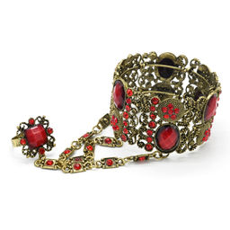 Браслет-слейв с цирконами и муранским стеклом цв.аллый