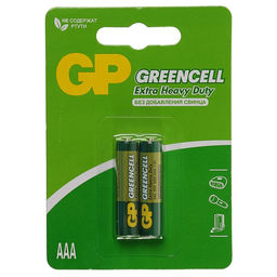 Цена за 2 шт. Батарейка солевая GP Greencell Extra Heavy Duty, AAA, R03-2BL, 1.5 В, блистер, 2 шт.