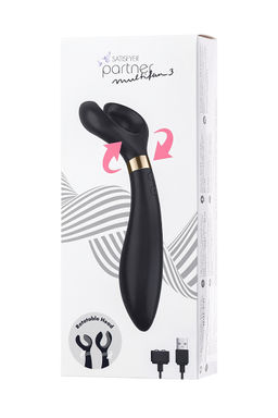 Многофункциональный стимулятор для пар Satisfyer Partner Multifun 3, силикон, чёрный, 23,5 см.  фото 20