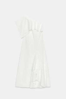 ZW COLLECTION ASYMMETRIC LINEN BLEND DRESS WITH RUFFLES - Zara фото 5