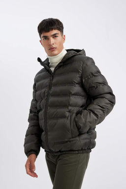 Облегающее водоотталкивающее пальто с капюшоном - Defacto фото 3