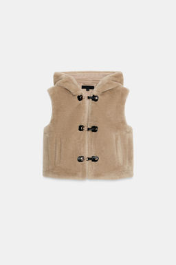 FAUX SHEARLING GILET WITH TOGGLES - Zara фото 6