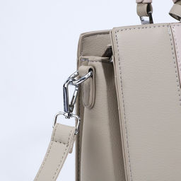 Сумка тоут на молнии, наружный карман, длинный ремень, цвет серо-бежевый - Simaland фото 5