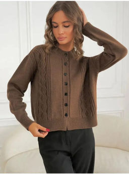 K13726 Кардиган (вязаный трикотаж) КОРИЧНЕВЫЙ