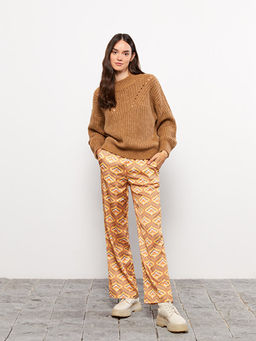 Beli Lastikli Rahat Kal?p Desenli Kad?n Pantolon