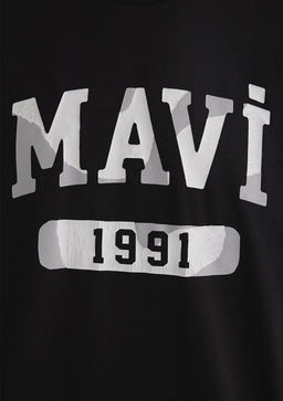 1991 Bask?l? Siyah Tisort - Mavi фото 6