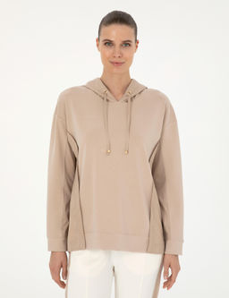 Bej Oversize Kap__onlu Modal Kuma_ Sweatshirt - Pierre cardin фото 3