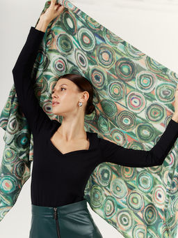 Большой, мягкий, тонкий и очень нежный двусторонний палантин с рисунком