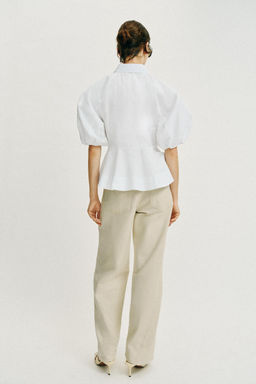 CAMISA PEPLUM MANGA ABULLONADA / Blanco - Zara фото 7
