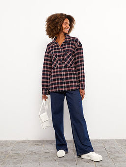 Ekose Uzun Kollu Kad?n G?mlek Ceket