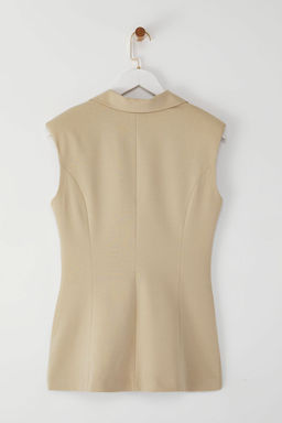 TRENDYOLMILLA Limited Edition Ac?k Bej Fitted Kolsuz Ceket Yaka Dugmeli Yelek TWOSS25YE00078 фото 5