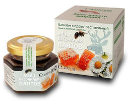 Бальзам Сибирский целитель Мёд с кусочками пантов марала, банка стекло, 100 г