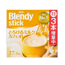Растворимый кофе с молоком Тающее молоко (топлёное молоко) в стиках Blendy Stick AGF, Япония, 279 г (9,3 г х 30 шт.) Акция