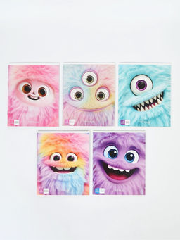 Цена за 20 шт. Тетрадь 12 листов в косую линейку, А5, на скрепке «Монстрики» МИКС