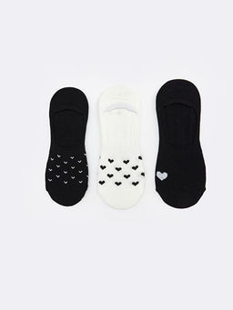 Kalp Desenli Kad?n Babet ?orap 3l?