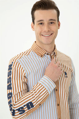 U. S. Polo Assn Мужская рубашка с длинным рукавом кокосового цвета - U.s. polo assn фото 2