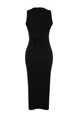 Siyah Cut Out Detayl? Bodycone/Vucuda Oturan Dik Yaka Orme Kalem Elbise TWOSS23EL02166