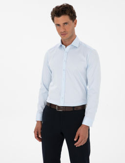 A__k Mavi Slim Fit Uzun Kollu Basic G_mlek
