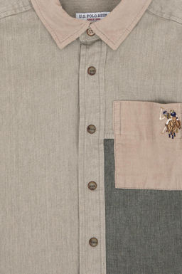 Светлая рубашка цвета хаки с длинным рукавом для мальчика Неожиданная скидка в корзине - U.s. polo assn фото 3