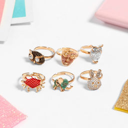 Цена за 36 шт. Кольцо Выбражулька «Рельеф», форма МИКС, фасовка 36 шт., цветное, безразмерное