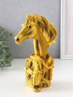 Фигурка «Бюст. Золотой конь с фонарём», полистоун, 11×6.5×19 см