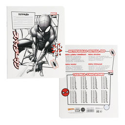Цена за 20 шт. Тетрадь в клетку 18 листов, 5 видов МИКС, обложка мелованный картон, Человек-паук - Marvel фото 6
