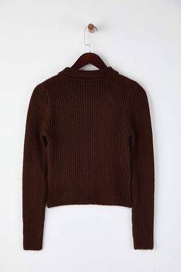 Wardrobe Essentials Kahverengi Yumusak Dokulu Fermuarl? Triko H?rka | TWOAW26HI00177